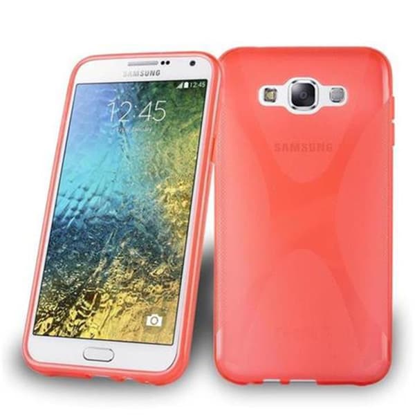 Samsung Galaxy E7 Suojakuori Suojakotelo joustavasta TPU-silikonista X-Line-muotoilussa INFERNO PUNAINEN