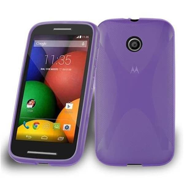 Deksel til Motorola MOTO E Cover av fleksibelt TPU-silikon i X-Line-design PASTELL LILLA
