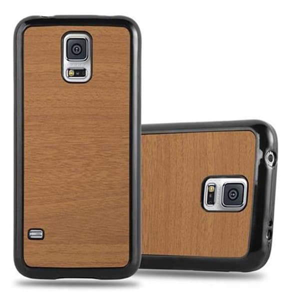 Samsung Galaxy S5 / S5 NEO Skal Fodral Mobilskydd Skal Fodral WOODEN BRUN