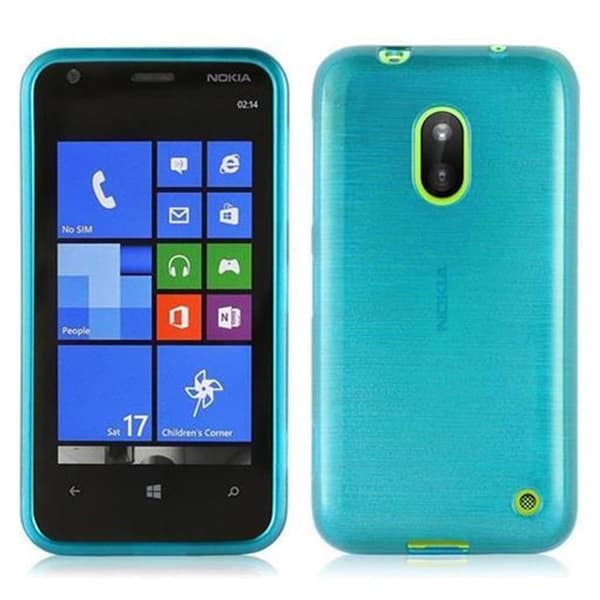 Nokia Lumia 620 Suojakuori Suojakotelo joustavasta TPU-silikonista harjatulla muotoilulla TURKOOSI
