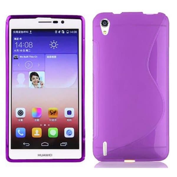 Huawei ASCEND P7 Suojakuori Suojakotelo joustavasta TPU-silikonista S-Line-muotoilussa LILA VIOLETTI