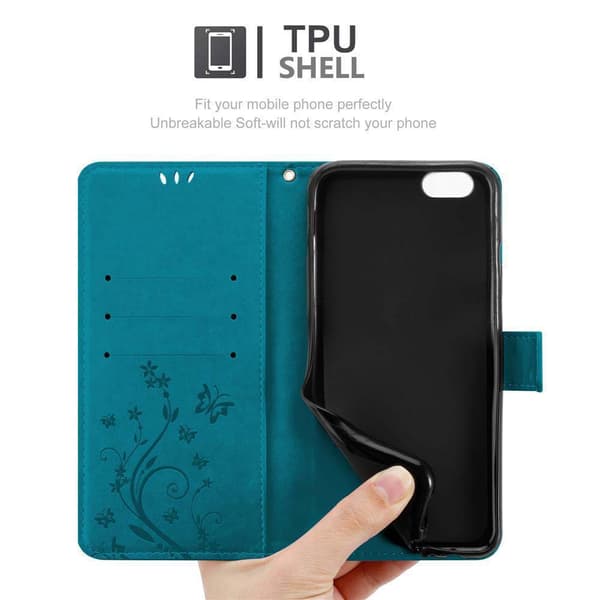 iPhone 6 / 6S Suojakotelo Suojakuori Lompakkokotelo Matkapuhelinkotelo Kukat jossa on magneettisuljenta, jalusta-toiminto ja korttipaikat