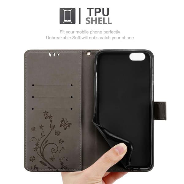 iPhone 6 / 6S Suojakotelo Suojakuori Lompakkokotelo Matkapuhelinkotelo Kukat jossa on magneettisuljenta, jalusta-toiminto ja korttipaikat