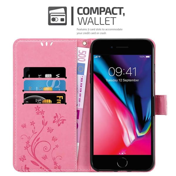Deksel til iPhone 7 PLUS / 7S PLUS / 8 PLUS Lommebokdeksel i blomster design med magnetisk lukking, stativfunksjon og kortplasser