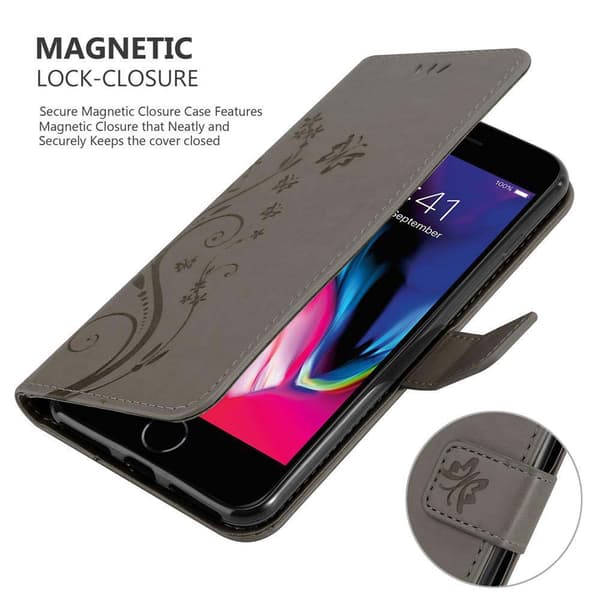 iPhone 7 PLUS / 7S PLUS / 8 PLUS Skal Fodral i blomdesign Mobilskydd Case Cover med magnetisk stängning, ståfunktion och kortplatser