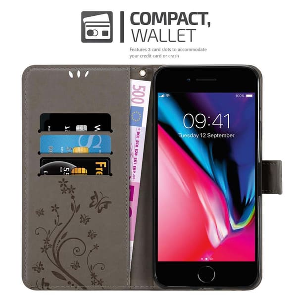 iPhone 7 PLUS / 7S PLUS / 8 PLUS Skal Fodral i blomdesign Mobilskydd Case Cover med magnetisk stängning, ståfunktion och kortplatser