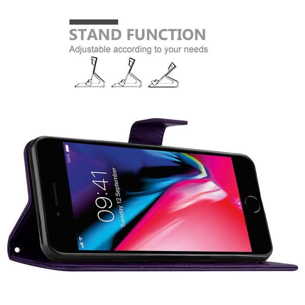 Deksel til iPhone 7 PLUS / 7S PLUS / 8 PLUS Lommebokdeksel i blomster design med magnetisk lukking, stativfunksjon og kortplasser