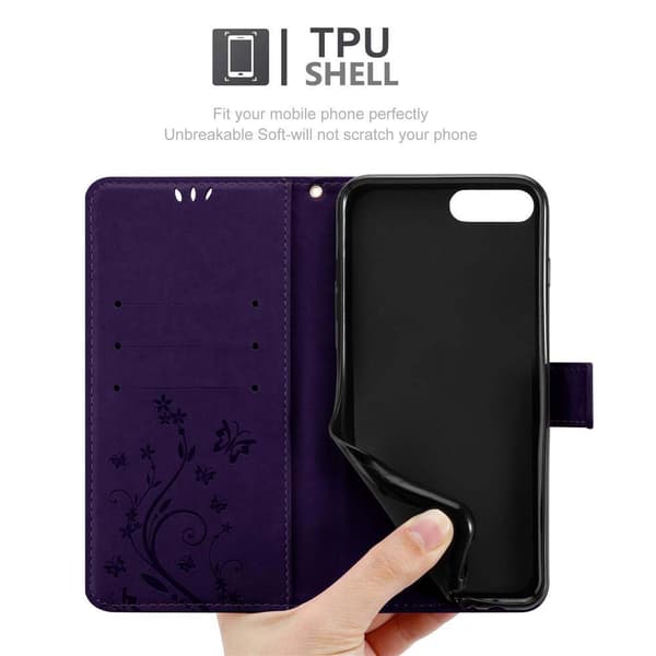 Deksel til iPhone 7 PLUS / 7S PLUS / 8 PLUS Lommebokdeksel i blomster design med magnetisk lukking, stativfunksjon og kortplasser