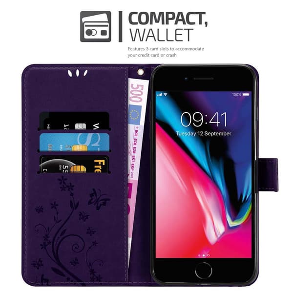 iPhone 7 PLUS / 7S PLUS / 8 PLUS Pungetui Cover Blomster ()