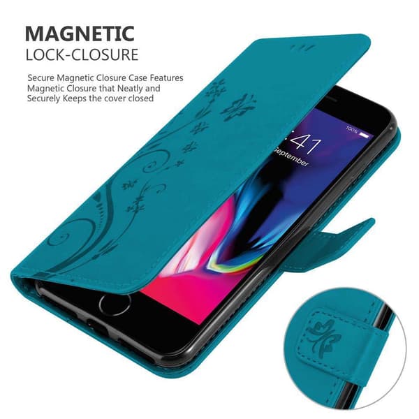 Deksel til iPhone 7 PLUS / 7S PLUS / 8 PLUS Lommebokdeksel i blomster design med magnetisk lukking, stativfunksjon og kortplasser