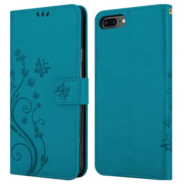 Deksel til iPhone 7 PLUS / 7S PLUS / 8 PLUS Lommebokdeksel i blomster design med magnetisk lukking, stativfunksjon og kortplasser