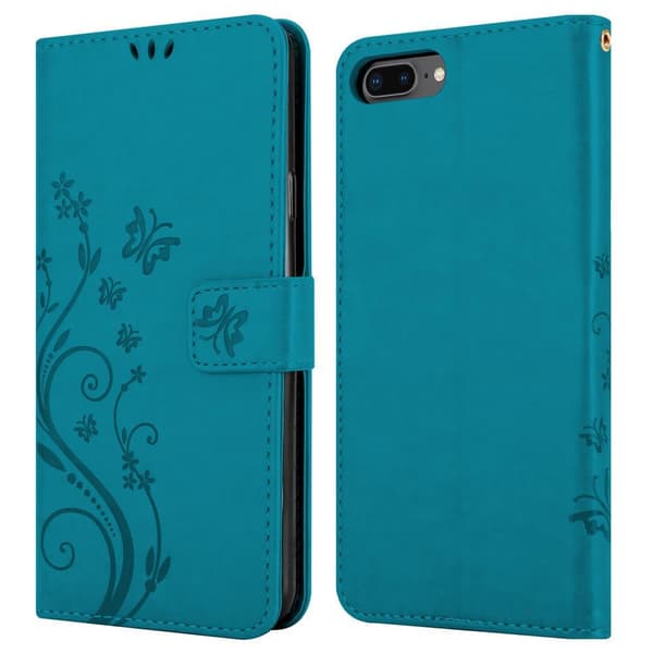 Deksel til iPhone 7 PLUS / 7S PLUS / 8 PLUS Lommebokdeksel i blomster design med magnetisk lukking, stativfunksjon og kortplasser