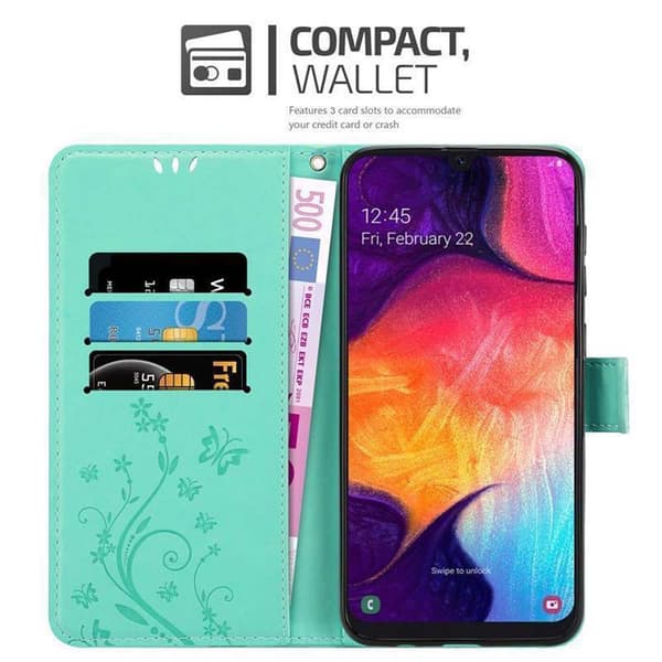 Deksel til Samsung Galaxy A50 4G / A50s / A30s Lommebokdeksel i blomster design med magnetisk lukking, stativfunksjon og kortplasser