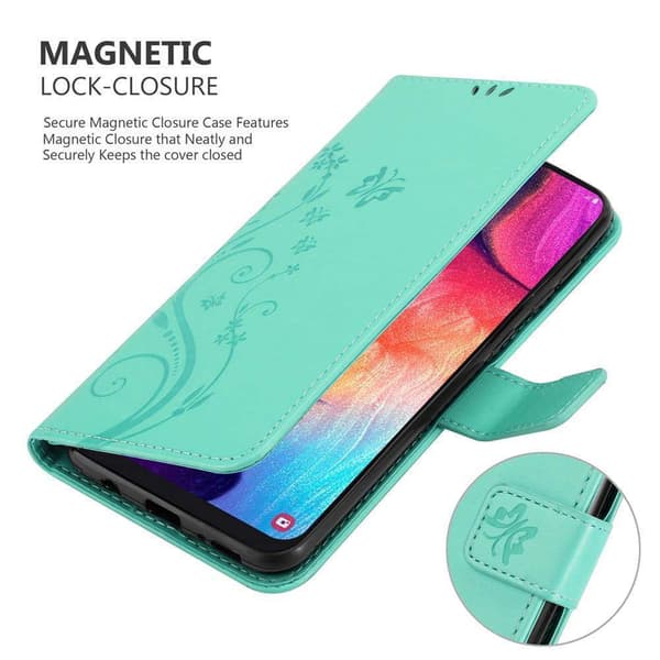 Deksel til Samsung Galaxy A50 4G / A50s / A30s Lommebokdeksel i blomster design med magnetisk lukking, stativfunksjon og kortplasser