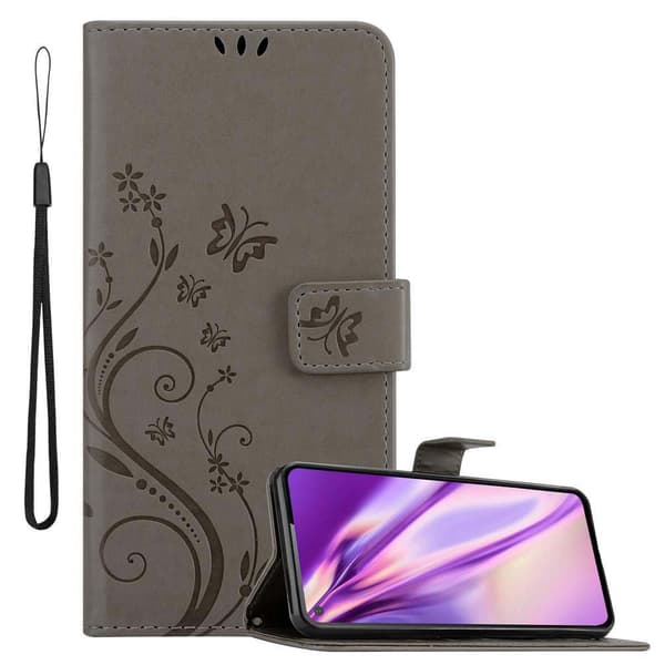 Samsung Galaxy A60 / M40 Suojakotelo Suojakuori Lompakkokotelo Matkapuhelinkotelo Kukat jossa on magneettisuljenta, jalusta-toiminto ja korttipaikat FLOWER HARMAA