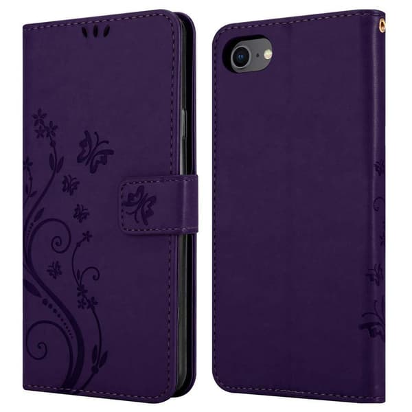 Deksel til iPhone 7 / 7S / 8 / SE 2020 Lommebokdeksel i blomster design med magnetisk lukking, stativfunksjon og kortplasser