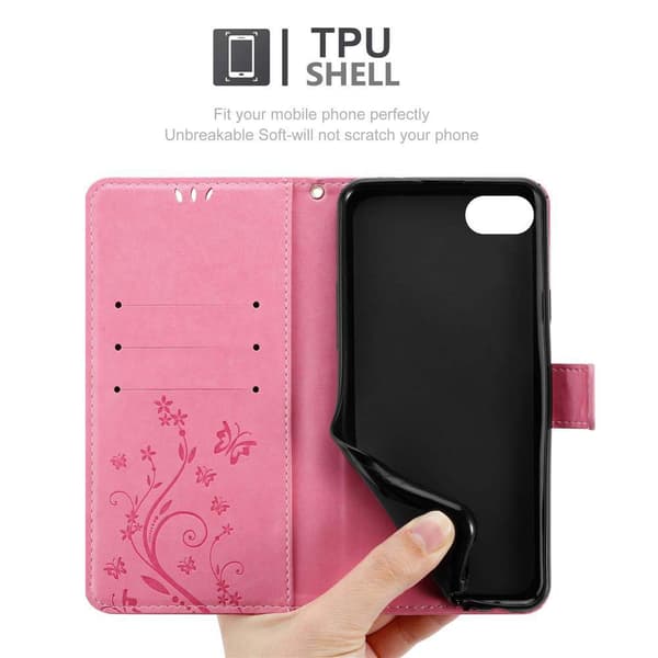 Deksel til iPhone 7 / 7S / 8 / SE 2020 Lommebokdeksel i blomster design med magnetisk lukking, stativfunksjon og kortplasser
