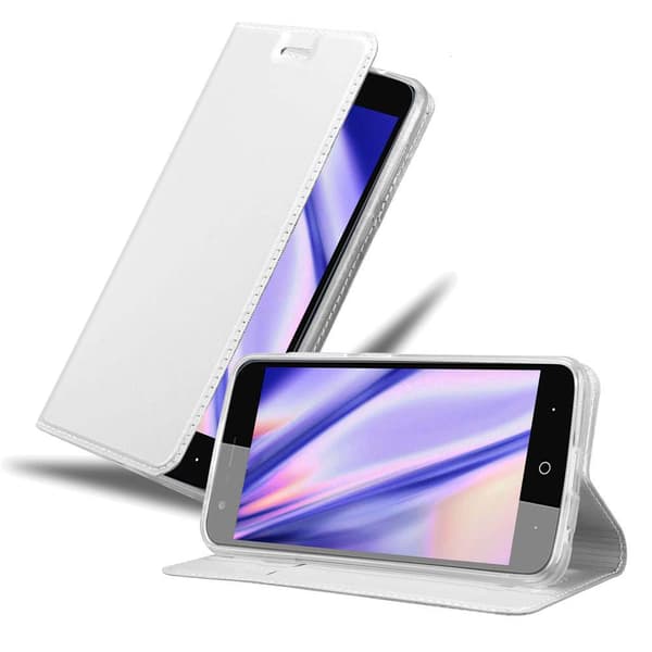 ZTE Blade V8 MINI Suojakotelo Suojakuori Lompakkokotelo Matkapuhelinkotelo jossa magneettisuljenta, jalusta-toiminto ja korttitasku LUOKKAA HOPEAA