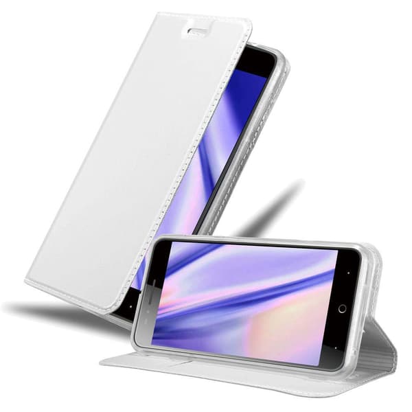 ZTE Blade A612 Suojakotelo Suojakuori Lompakkokotelo Matkapuhelinkotelo jossa magneettisuljenta, jalusta-toiminto ja korttitasku LUOKKAA HOPEAA