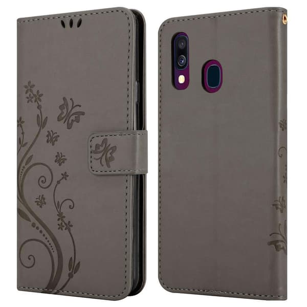 Deksel til Samsung Galaxy A40 Lommebokdeksel i blomster design med magnetisk lukking, stativfunksjon og kortplasser