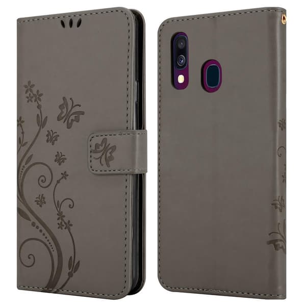 Deksel til Samsung Galaxy A40 Lommebokdeksel i blomster design med magnetisk lukking, stativfunksjon og kortplasser