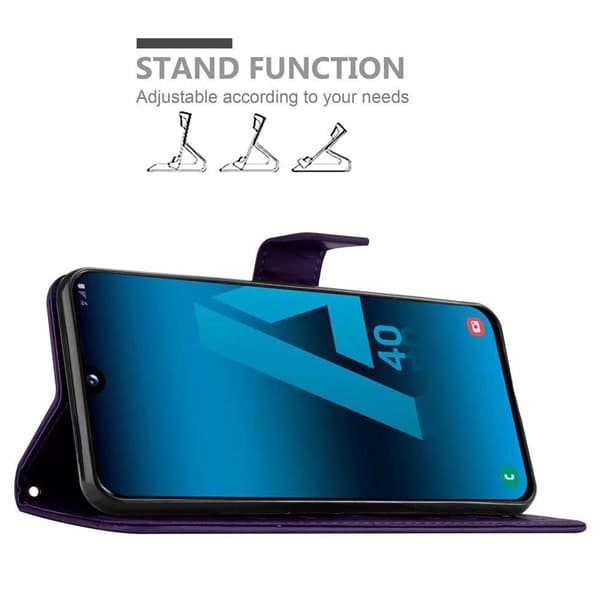 Samsung Galaxy A40 Suojakotelo Suojakuori Lompakkokotelo Matkapuhelinkotelo Kukat jossa on magneettisuljenta, jalusta-toiminto ja korttipaikat