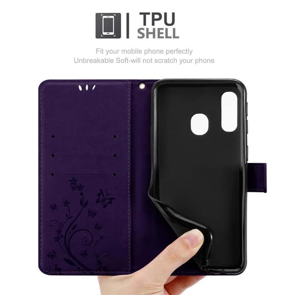 Samsung Galaxy A40 Skal Fodral i blomdesign Mobilskydd Case Cover med magnetisk stängning, ståfunktion och kortplatser
