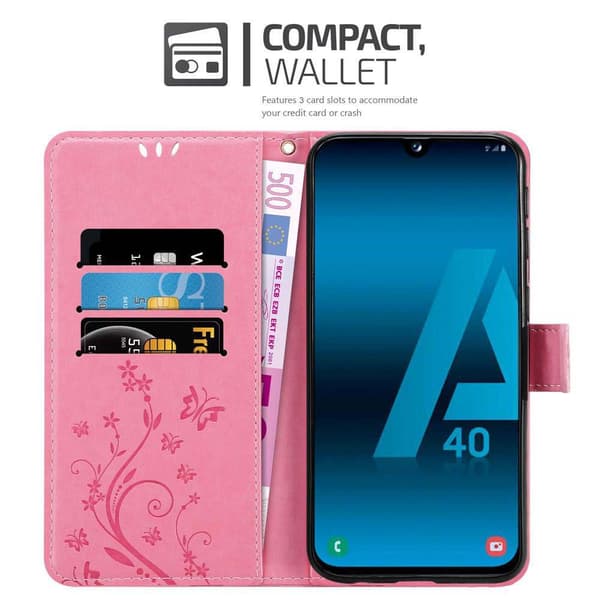 Samsung Galaxy A40 Pungetui Cover Blomster ()