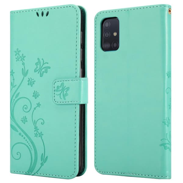 Samsung Galaxy A51 4G / M40s Skal Fodral i blomdesign Mobilskydd Case Cover med magnetisk stängning, ståfunktion och kortplatser