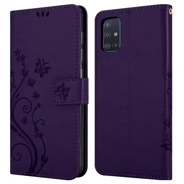 Samsung Galaxy A51 4G / M40s Skal Fodral i blomdesign Mobilskydd Case Cover med magnetisk stängning, ståfunktion och kortplatser