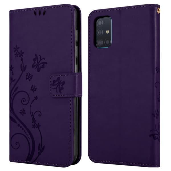 Samsung Galaxy A51 4G / M40s Skal Fodral i blomdesign Mobilskydd Case Cover med magnetisk stängning, ståfunktion och kortplatser