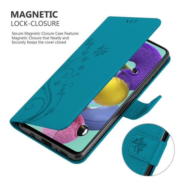 Deksel til Samsung Galaxy A51 4G / M40s Lommebokdeksel i blomster design med magnetisk lukking, stativfunksjon og kortplasser