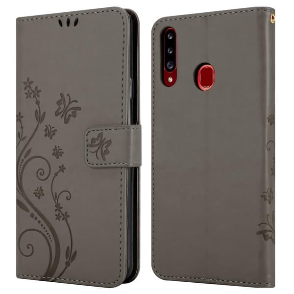 Deksel til Samsung Galaxy A20s Lommebokdeksel i blomster design med magnetisk lukking, stativfunksjon og kortplasser