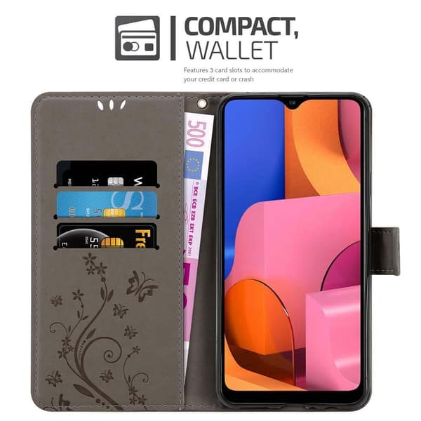 Samsung Galaxy A20s Suojakotelo Suojakuori Lompakkokotelo Matkapuhelinkotelo Kukat jossa on magneettisuljenta, jalusta-toiminto ja korttipaikat