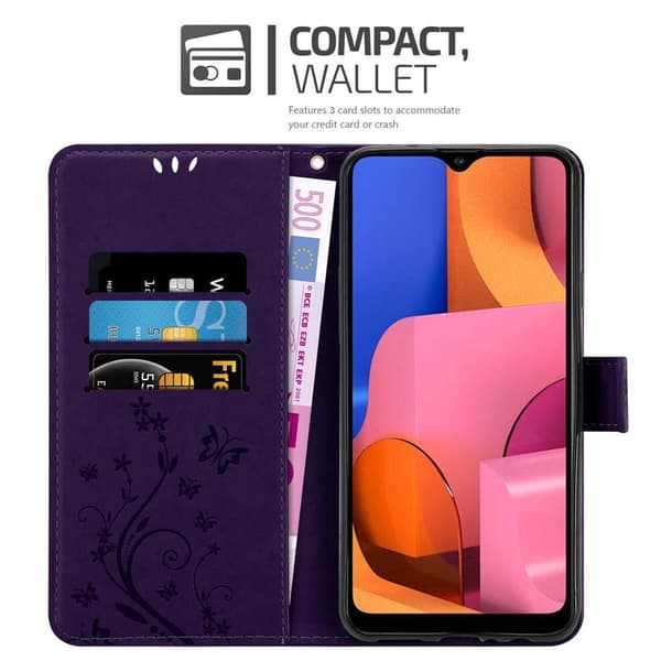 Samsung Galaxy A20s Suojakotelo Suojakuori Lompakkokotelo Matkapuhelinkotelo Kukat jossa on magneettisuljenta, jalusta-toiminto ja korttipaikat