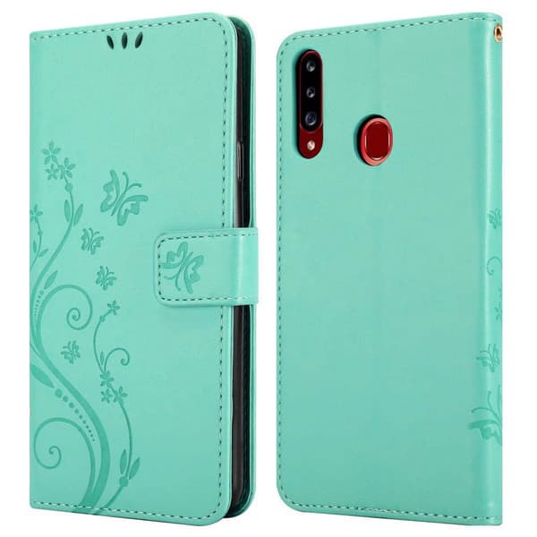 Deksel til Samsung Galaxy A20s Lommebokdeksel i blomster design med magnetisk lukking, stativfunksjon og kortplasser