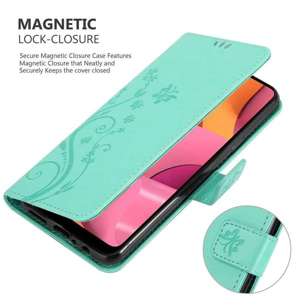 Samsung Galaxy A20s Suojakotelo Suojakuori Lompakkokotelo Matkapuhelinkotelo Kukat jossa on magneettisuljenta, jalusta-toiminto ja korttipaikat