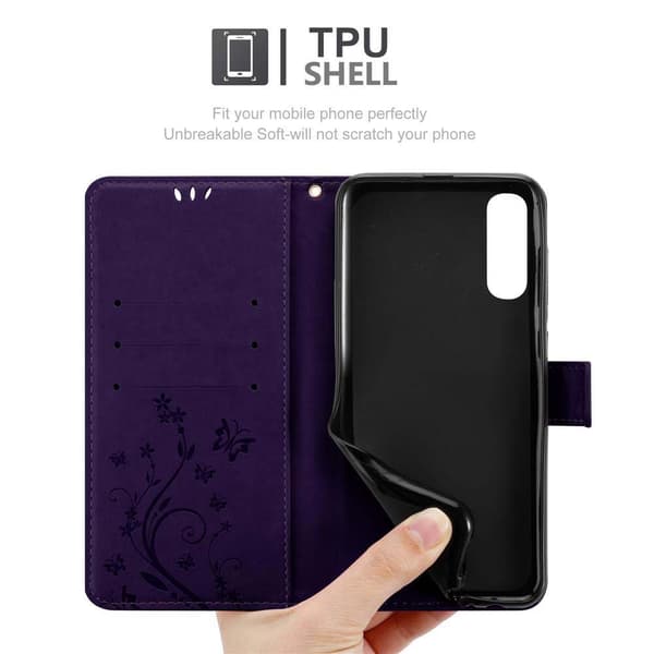 Deksel til Samsung Galaxy A70 / A70s Lommebokdeksel i blomster design med magnetisk lukking, stativfunksjon og kortplasser