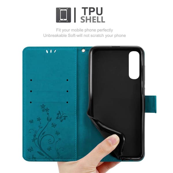 Deksel til Samsung Galaxy A70 / A70s Lommebokdeksel i blomster design med magnetisk lukking, stativfunksjon og kortplasser