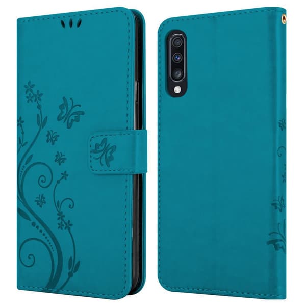 Deksel til Samsung Galaxy A70 / A70s Lommebokdeksel i blomster design med magnetisk lukking, stativfunksjon og kortplasser