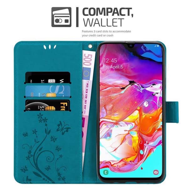 Deksel til Samsung Galaxy A70 / A70s Lommebokdeksel i blomster design med magnetisk lukking, stativfunksjon og kortplasser