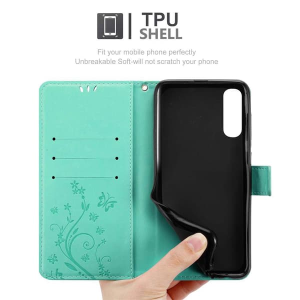Deksel til Samsung Galaxy A70 / A70s Lommebokdeksel i blomster design med magnetisk lukking, stativfunksjon og kortplasser