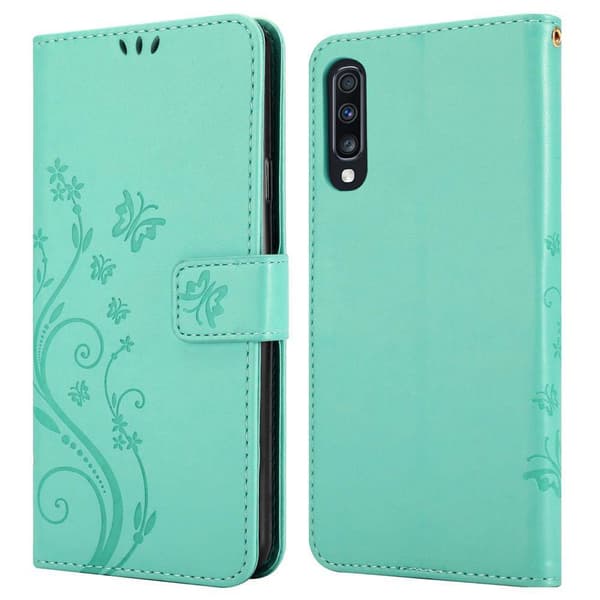 Deksel til Samsung Galaxy A70 / A70s Lommebokdeksel i blomster design med magnetisk lukking, stativfunksjon og kortplasser
