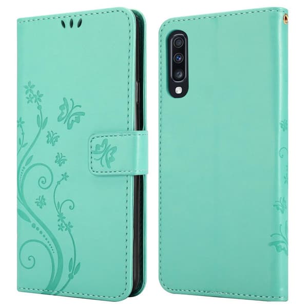 Deksel til Samsung Galaxy A70 / A70s Lommebokdeksel i blomster design med magnetisk lukking, stativfunksjon og kortplasser