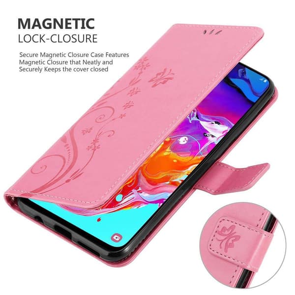 Deksel til Samsung Galaxy A70 / A70s Lommebokdeksel i blomster design med magnetisk lukking, stativfunksjon og kortplasser