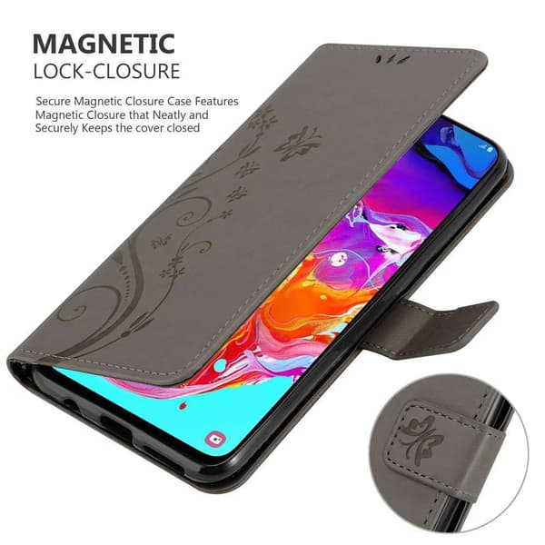 Deksel til Samsung Galaxy A70 / A70s Lommebokdeksel i blomster design med magnetisk lukking, stativfunksjon og kortplasser