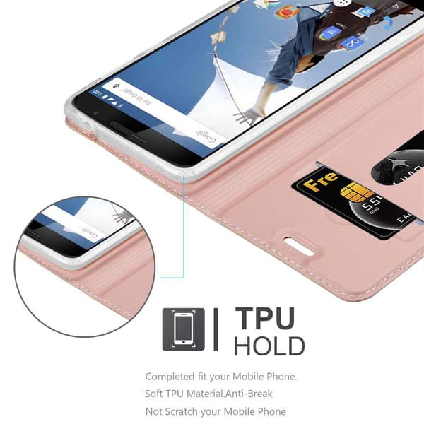 Motorola Google NEXUS 6 Skal Fodral med magnetisk stängning, ståfunktion och kortficka Mobilskydd