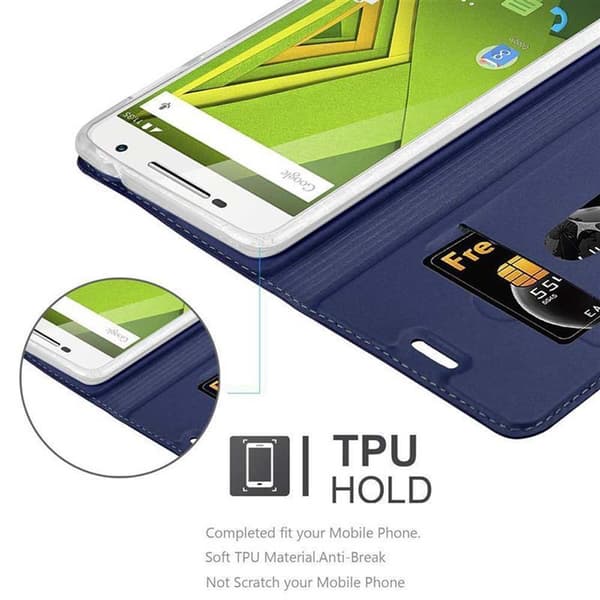 Deksel til Motorola MOTO X PLAY Lommebokdeksel med magnetisk lukking, stativfunksjon og kortlomme