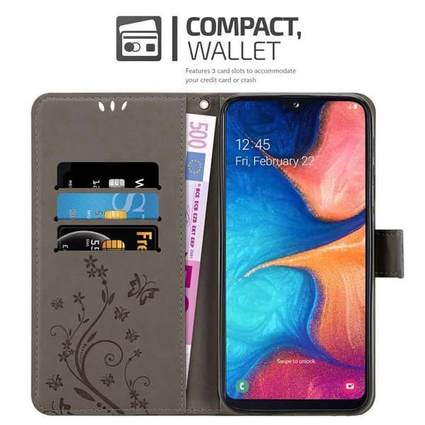 Samsung Galaxy A10e / A20e Skal Fodral i blomdesign Mobilskydd Case Cover med magnetisk stängning, ståfunktion och kortplatser