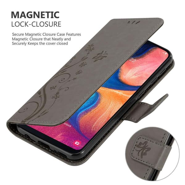 Samsung Galaxy A10e / A20e Skal Fodral i blomdesign Mobilskydd Case Cover med magnetisk stängning, ståfunktion och kortplatser